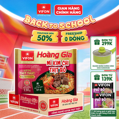 [VOUCHER HOT 10%] Thùng 18 gói Mì Kim Chi Thịt Bò HOÀNG GIA VIFON 130gr / Gói