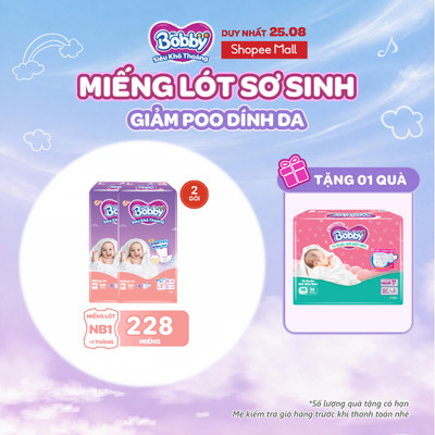 [MUA 2 TẶNG 1] Combo 2 gói miếng lót sơ sinh Bobby Newborn 1-108 miếng  - Tặng miếng ngẫu nhiên