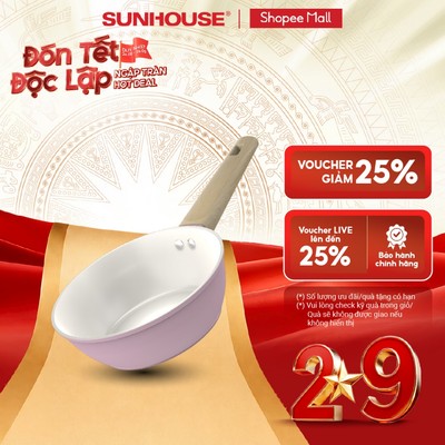 Chảo phủ sứ Nano đáy từ Sunhouse Healthy SHG20-24-26MP/T1 - Chống dính Nano Ceramic - Bắt từ nhanh - Màu sắc trendy