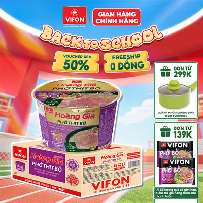 [VOUCHER HOT 10%] Thùng 12 Tô Hoàng Gia Phở Thịt Bò VIFON 120g - Có Thịt Thật, Tiện Lợi, Đủ Chất