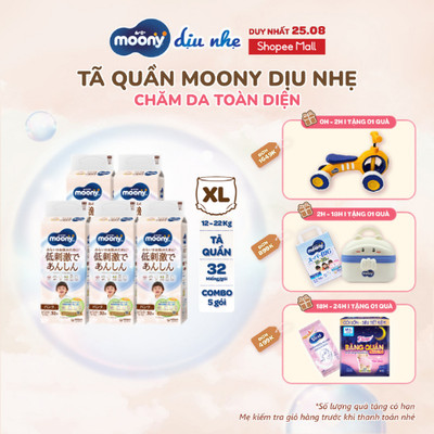 [V] Combo 5 Tã quần Moony Dịu Nhẹ siêu cao cấp M46/L36/Xl32