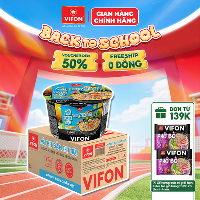 [SALE 50%] Thùng 12 Tô Mì Thịt Thật Thịt Bằm/ Mì Riêu Cua/ Mì Bò Cay 90gr/ Tô, Có Gói Thịt Thật, Tiện Lợi, Đủ Chấ