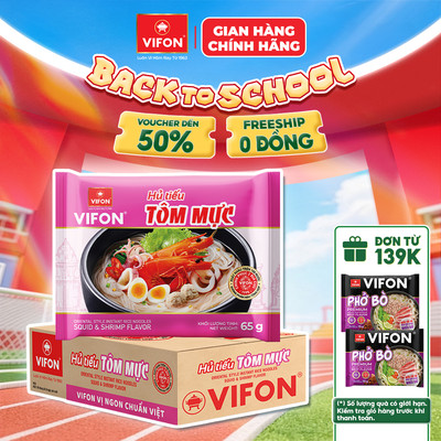 [VOUCHER HOT 10%] Thùng 30 gói Hủ tiếu tôm mực VIFON 65gr/ gói