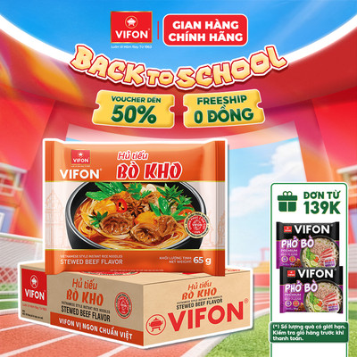 [VOUCHER HOT 10%] Thùng 30 gói Hủ Tiếu Bò Kho VIFON 65g/Gói