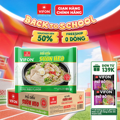 [VOUCHER HOT 10%] Thùng 30 gói Hủ Tiếu Sườn Heo VIFON 65g / Gói