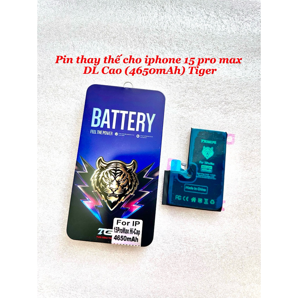 Pin thay thế cho iPhone 15 Pro Max dung lượng cao 4650mAh – TIGER