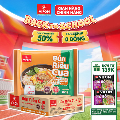 [VOUCHER HOT 10%] Thùng 30 Gói Bún Riêu Cua VIFON 80g Có Gói Riêu Cua Thật Sợi Bún Dai Mềm