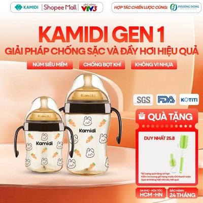 Bình Sữa Kamidi Chất Liệu PPSU Bình sữa Chống Sặc Và Đầy Hơi Cho Bé Họa Tiết Thỏ Dung Tích 210ml/300ml