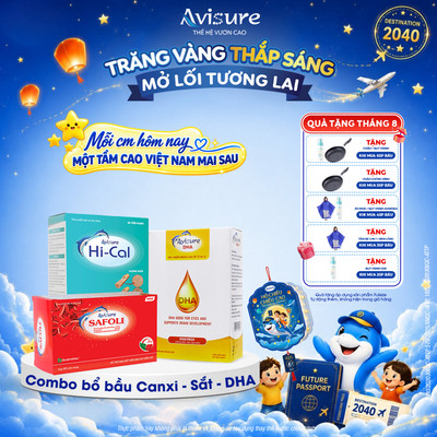 Avisure 3 Hộp Sắt Canxi DHA Nauy TPBVSK Bà Bầu và Sau Sinh Hộp 60 viên