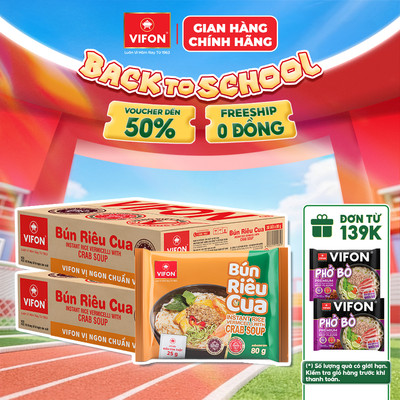 [COMBO SỐC] Combo 2 Thùng Bún Riêu Cua VIFON 80g Có Gói Riêu Cua Thật Sợi Bún Dai Mềm - Thùng 30 Gói