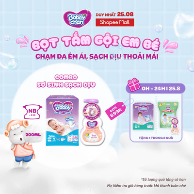 Combo sơ sinh sạch dịu: Tã dán sơ sinh Bobby NB70 (XS70) & Bọt tắm gội em bé Nature Care - Soft Care 200ml