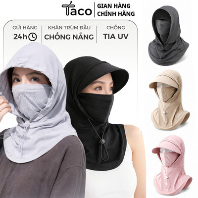 TACO - Mũ Trùm Đầu Chống Nắng Kèm Khẩu Trang Nam Nữ Đi Phượt Đi Xe Máy – Vải Thun Lạnh Thoáng Khí Co Giãn 4 Chiều Có Dây