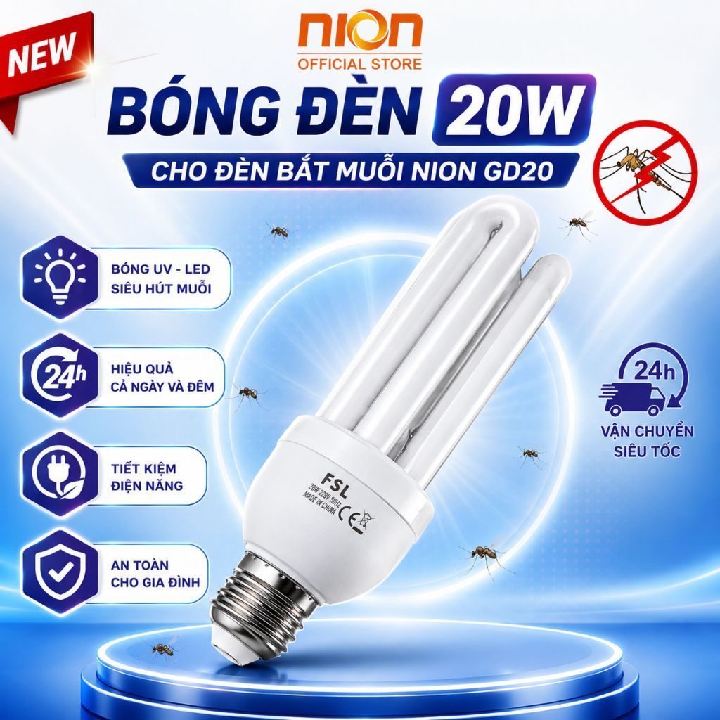 Bóng đèn 20W chữ U thay thế cho đèn bắt muỗi Nion GD20