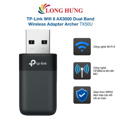 USB Wifi TP-Link Wifi 6 AX3000 Dual Band Wireless Adapter Archer TX50U - Hàng chính hãng