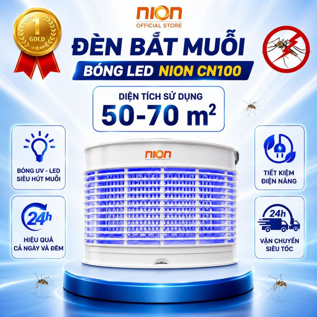 Đèn bắt muỗi Nion CN100 Pro - Đèn LED thông minh, màu xám, kích thước 35.5x26x10.8 cm