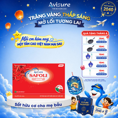 Sắt Hữu Cơ Bổ Sung 5MTHF Sắt Avisure Safoli New Cho Bà Bầu, Sau Sinh và Người Thiếu Máu