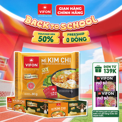 [VOUCHER HOT 10%] Thùng 20 gói mì xuất khẩu Lẩu thái/ kim chi VIFON 80gr/gói