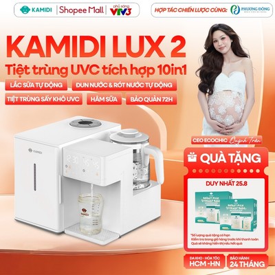 Máy Tiệt Trùng UV Đa Năng Kamidi Lux 2 Tích Hợp Lắc Sữa Đun Nước Lấy Nước Tự Động Gọn Nhẹ Siêu Tiện Lợi