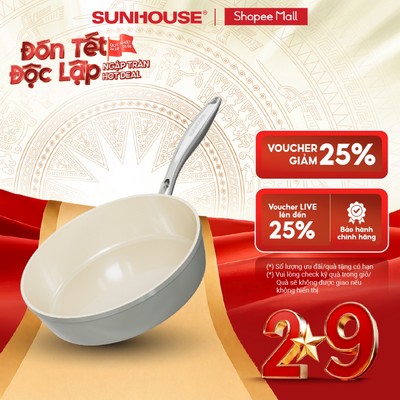 Chảo Nano Diamond Ceramic Sunhouse Healthy SHGxxDM - Chống dính chuẩn Đức - Đáy từ toàn phần - Dùng mọi loại bếp