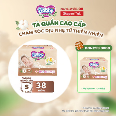 Tã quần cao cấp Bobby Organic Sơ sinh Mở một bên NB38/S38