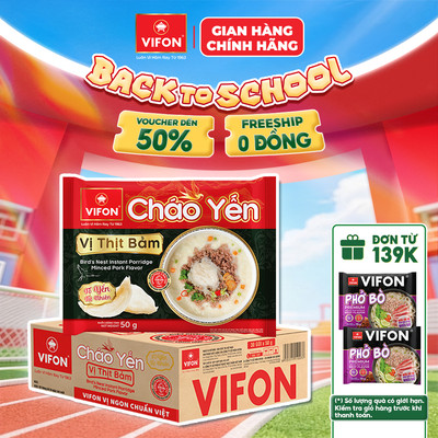 [VOUCHER HOT 10%] Thùng 30 gói Cháo Yến VIFON vị thịt bằm/ vị thịt gà 50gr/gói