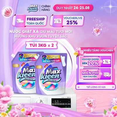 [MỚI] Combo 2 túi Nước giặt xả MaxKleen giữ màu tươi mới Hương Khu Vườn Tuyệt Sắc 3kg x 2 - Phiên bản giới hạn