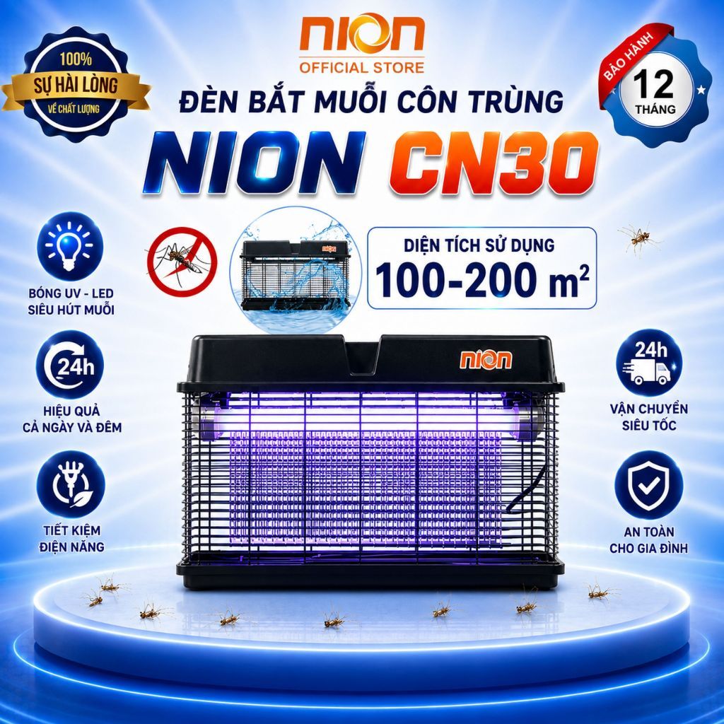 Đèn bắt muỗi và côn trùng chống nước Nion CN30, công suất 30W, màu nâu đen, kích thước 50x14x31.5cm