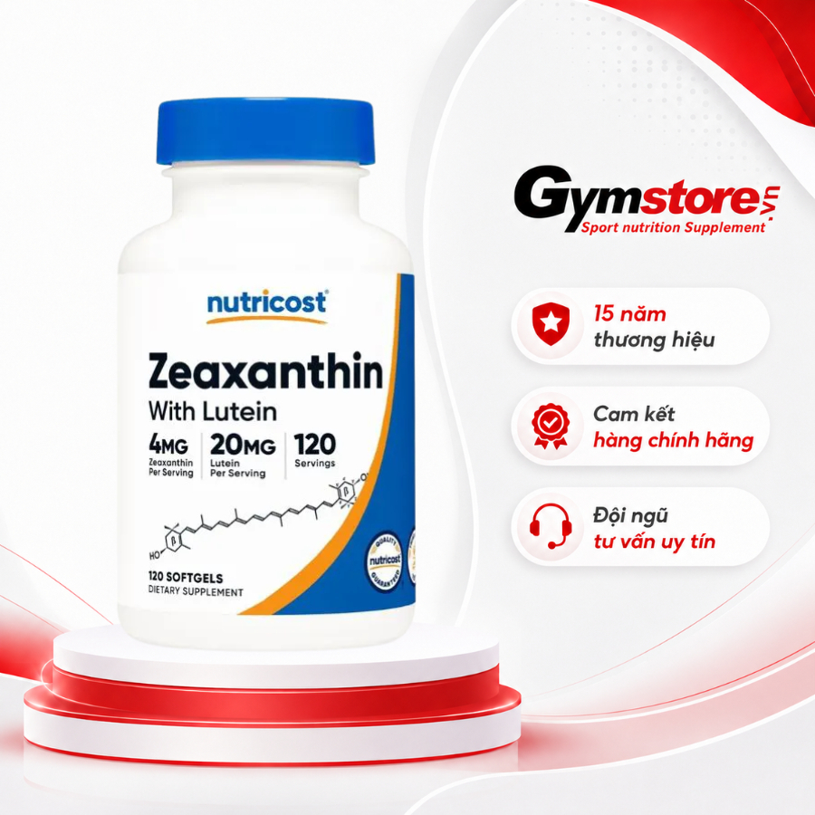Viên Uống Nutricost Zeaxanthin with Lutein 20mg Hỗ Trợ Duy Trì Mắt & Làn Da Khỏe Mạnh - Gymstore