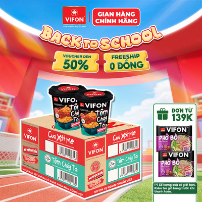[VOUCHER HOT 10%] Thùng 24 ly mì Trộn Cua Xốt Me/ Tôm Cháy Tỏi VIFON 90gr/ Ly