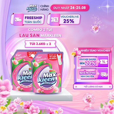 Combo 2 Túi Nước Lau Sàn MaxKleen hương Ngàn hoa ngọt ngào 3.6kg/túi
