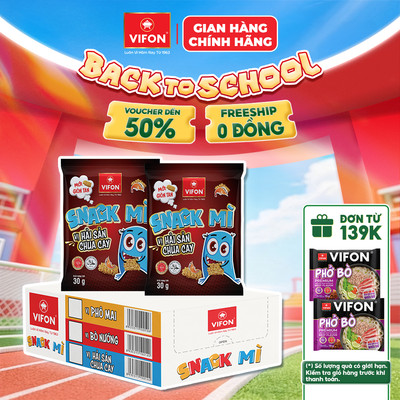 [VOUCHER HOT 10%] Thùng 24 gói Snack Mì Hải Sản/ Phô mai/ Bò nướng VIFON 30gr/ Gói