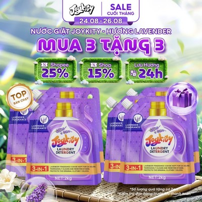[LS MUA 3 TẶNG 3] Nước Giặt Joykity Hương Lavender túi 2L Dịu Nhẹ An Toàn Cho Da Lưu Hương 24 Tiếng