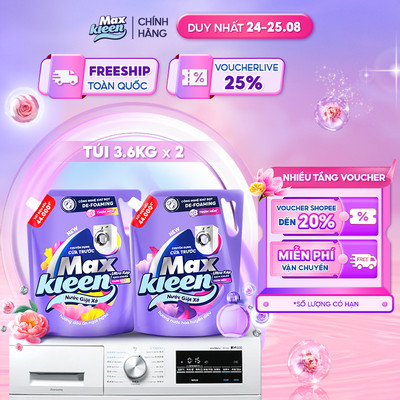 Combo 2 Túi Nước Giặt Xả MaxKleen chuyên dụng Cửa Trước 3.6kg Hương Nước hoa huyền diệu/Dấu ấn ngọt ngào