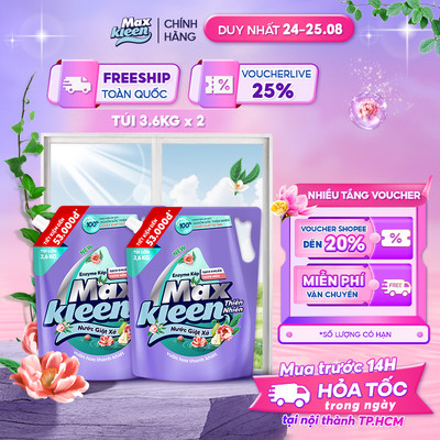 Combo 2 Túi Nước Giặt Xả Maxkleen Thiên Nhiên 3.6kg/túi