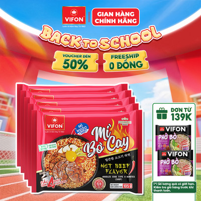 [VOUCHER HOT 10%] Set 5 Gói Mì Nấu Mì Cay Vị Bò/Bò Kim Chi/Trứng Muối/Hải Sản/Trộn Tương Đen 105gr