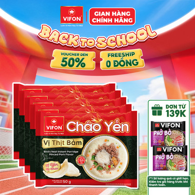 [VOUCHER HOT 10%] Set 5 Gói Cháo Yến VIFON 50g Vị Thịt Bằm, Gà Bổ Dưỡng Tiện Lợi