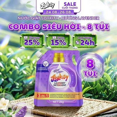 [COMBO 8] Nước Giặt Joykity Hương Lavender An Toàn Cho Da Hỗ Trợ Làm Sạch Vết Bẩn - Lưu Hương 24 Giờ
