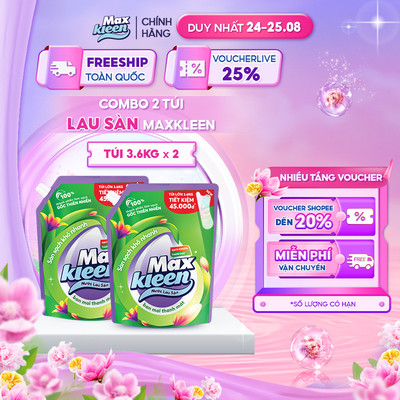 Combo 2 Túi Nước Lau Sàn MaxKleen hương Ban mai thanh mát 3.6kg