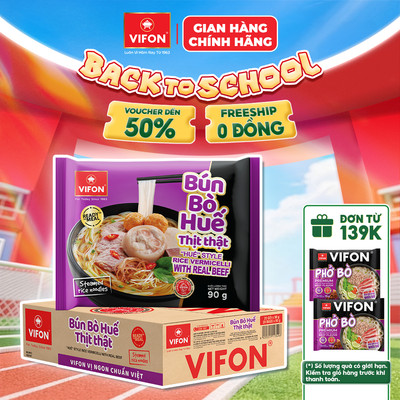 [VOUCHER HOT 10%] Thùng 20 Gói Bún Thịt Thật Bún Bò Huế/ Bún Sườn Cay VIFON 90gr/ Gói