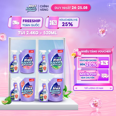 Combo 2 Túi Nước Giặt Xả MaxKleen Hương Vườn Sớm Mai 3.8kg/Túi