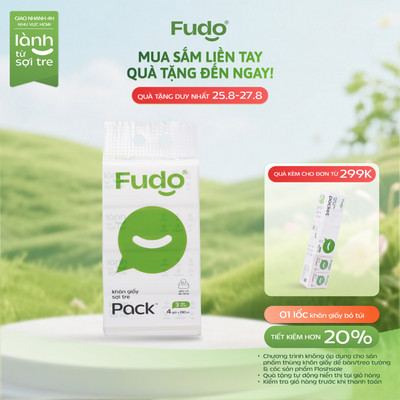 Túi Khăn Giấy Rút Để Bàn Fudo 1 Túi x 4 Gói - TissuePack