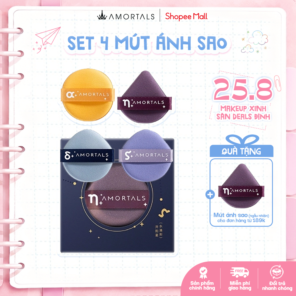Mút Tán Kem Nền AMORTALS Chính Hãng Mút Trang Điểm Hình Ánh Sao Tán Kem Nền, Cushion (Dùng Ướt)