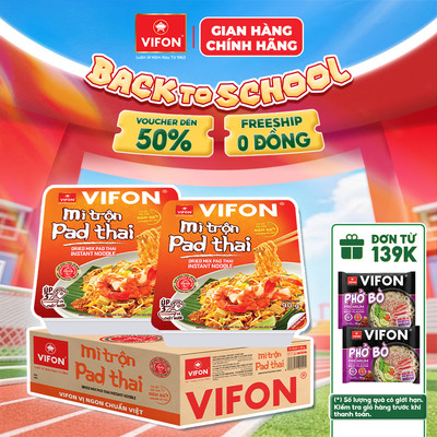 [VOUCHER HOT 10%] Thùng 18 Khay Mì trộn Pad Thai VIFON 90g / Khay