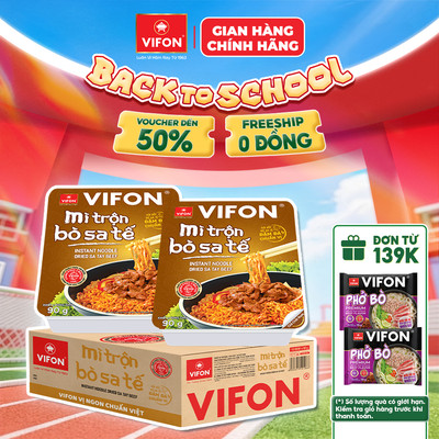 [VOUCHER HOT 10%] Thùng 18 Khay Mì Trộn Bò Sa Tế VIFON 90gr/ khay