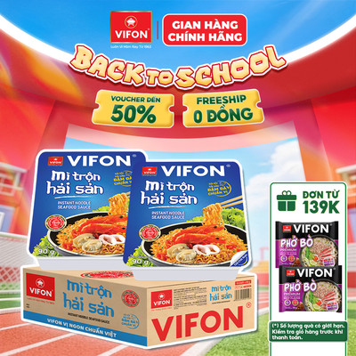 [VOUCHER HOT 10%] Thùng 18 Khay Mì Trộn Hải Sản VIFON 90g / Khay
