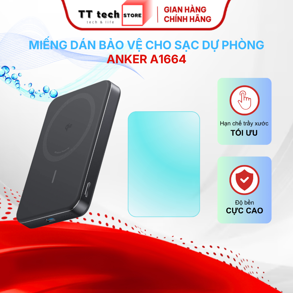 Miếng dán PPF cho Sạc dự phòng Anker MagGo Qi2 - A1664 hạn chế trầy xước, bảo vệ tối ưu cho thiết bị