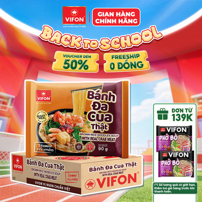 [SALE 50%] Thùng 20/ Set 5/ Set 10 Gói Bánh Đa Cua Thật VIFON 90gr – Có Riêu Cua Thật, Đậm Vị Hải Phòng