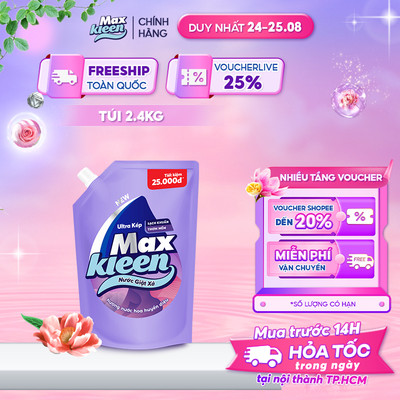 Túi Nước Giặt Xả MaxKleen Hương Nước Hoa Huyền Diệu 2,4kg