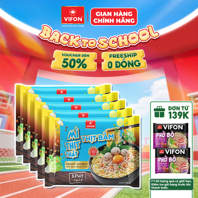 [VOUCHER HOT 10%] Set 5 Gói Mì Thịt Thật Thịt Bằm/Bò Cay/Riêu Cua VIFON - Thơm Ngon, 90g/Gói