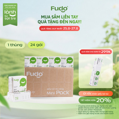Thùng Khăn Giấy Rút Mini - Fudo Bamboo - MiniPack - 24 Gói